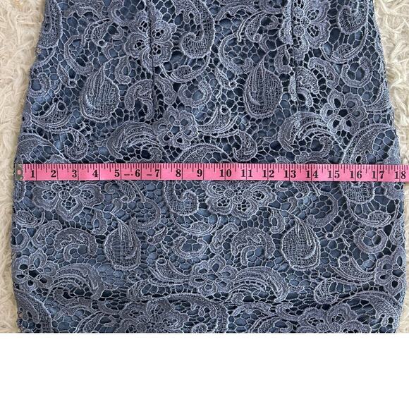 J S Collections Womens Size 8 Periwinkle Blue Lace Overlay Sheath Dress #0381 - Picture 10 of 15